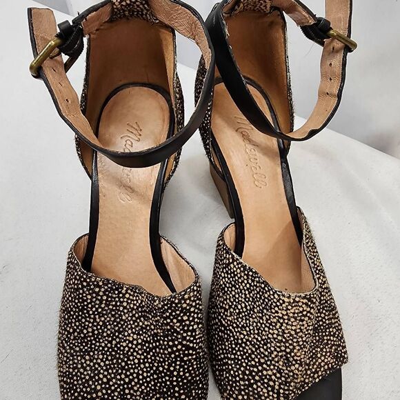MADEWELL Alena Sandal Heels In Dotted Calf Hair Size 6 - Picture 6 of 10